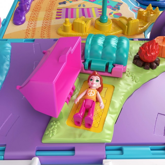 Polly Pocket Pet Mobile Adventure Playset with Micro Dolls & Transforming Camper Van, Pets & Toy Car