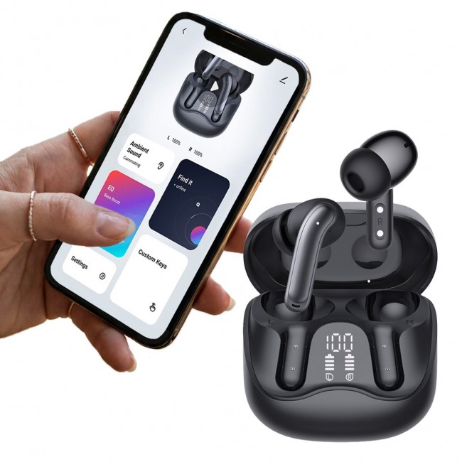 Audiocore wireless headphones, hybrid ANC, ENC, 6 microphones, charging case, Tuya, AC591 PRO Audiocore wireless headphones, hybrid ANC, ENC, 6 microphones, charging case, Tuya, AC591 PRO