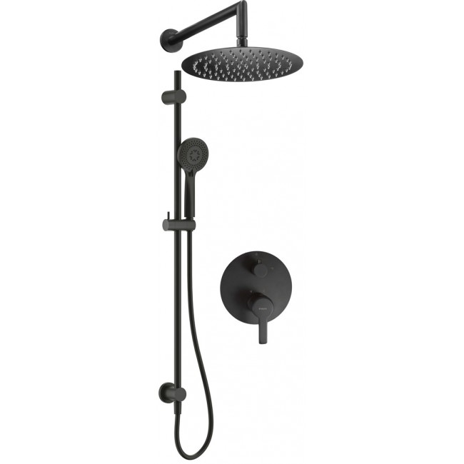 Concealed shower set with rail - with overhead shower