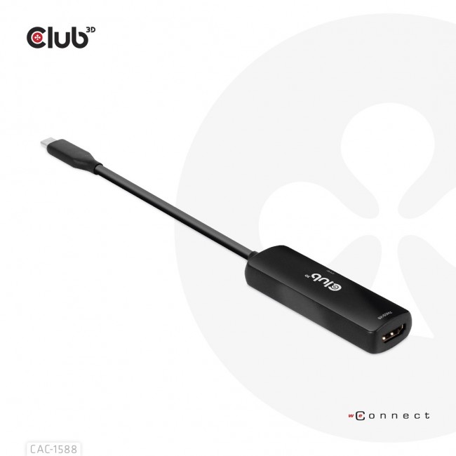 CLUB3D USB Gen2 Type-C to HDMI 8K60Hz or 4K120Hz HDR10+ with DSC1.2 with Power Delivery 3.0 Active Adapter M/F