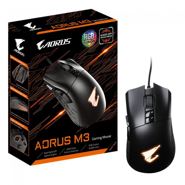 GIGABYTE AORUS M3 mouse Gaming Right-hand USB Type-A Optical 6400 DPI GIGABYTE AORUS M3 mouse Gaming Right-hand USB Type-A Optical 6400 DPI