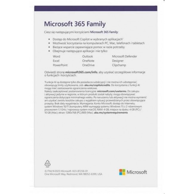 Microsoft 365 Family (6 users 12 months) (EP2-32382) Microsoft 365 Family (6 users 12 months) (EP2-32382)