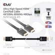 CLUB3D Ultra High Speed HDMI Certified Cable 4K120Hz 8K60Hz 48Gbps M/M 5m/16.4ft