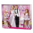 Barbie Wedding Gift Set with 4 Dolls & 5 Accessories, Bridal Party with Bouquets & Cake