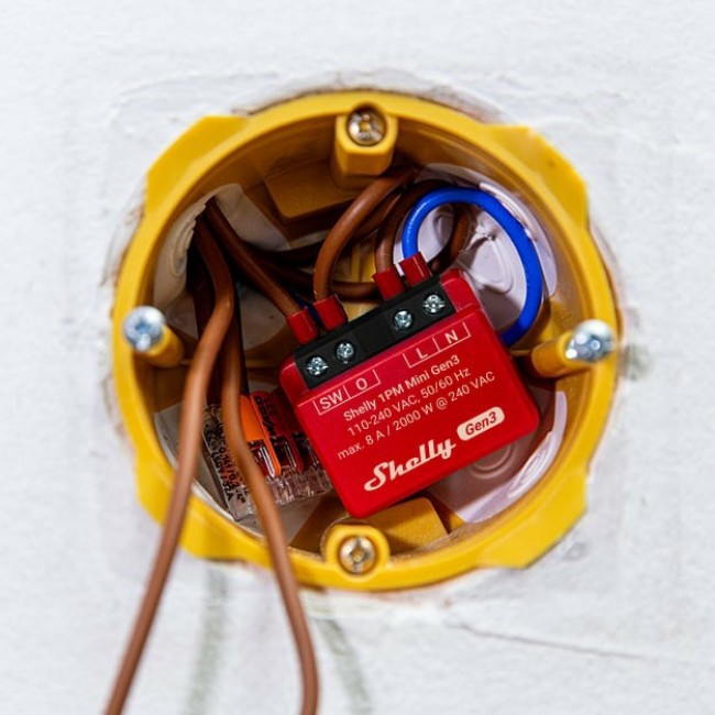 Shelly 1PM Mini Gen3 Smart switch 1P Red Shelly 1PM Mini Gen3 Smart switch 1P Red