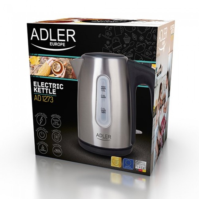 Adler AD 1273 electric kettle 1 L 1200 W Black, Hazelnut, Stainless steel Adler AD 1273 electric kettle 1 L 1200 W Black, Hazelnut, Stainless steel