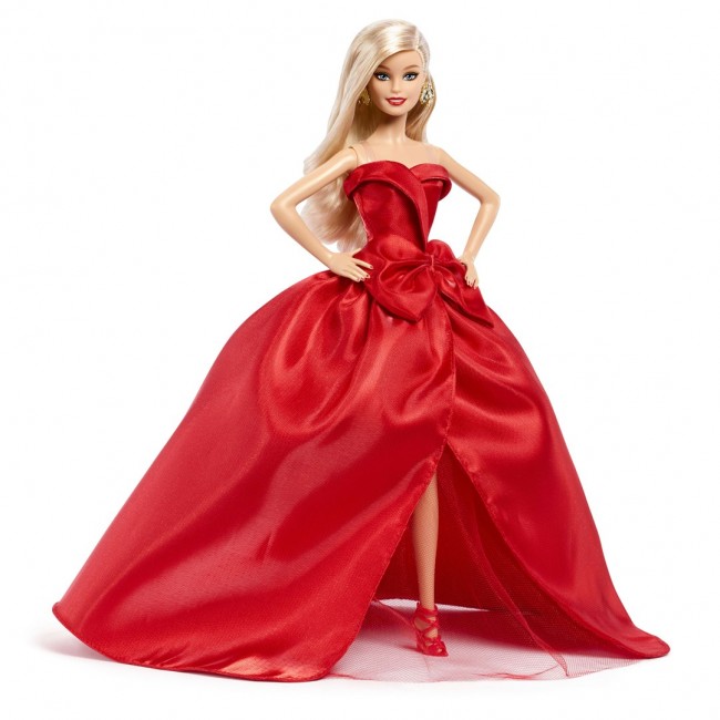 Barbie Signature 2026 Holiday Fashion Doll, Seasonal Collector, Blonde with Red Gown with Bow Detail