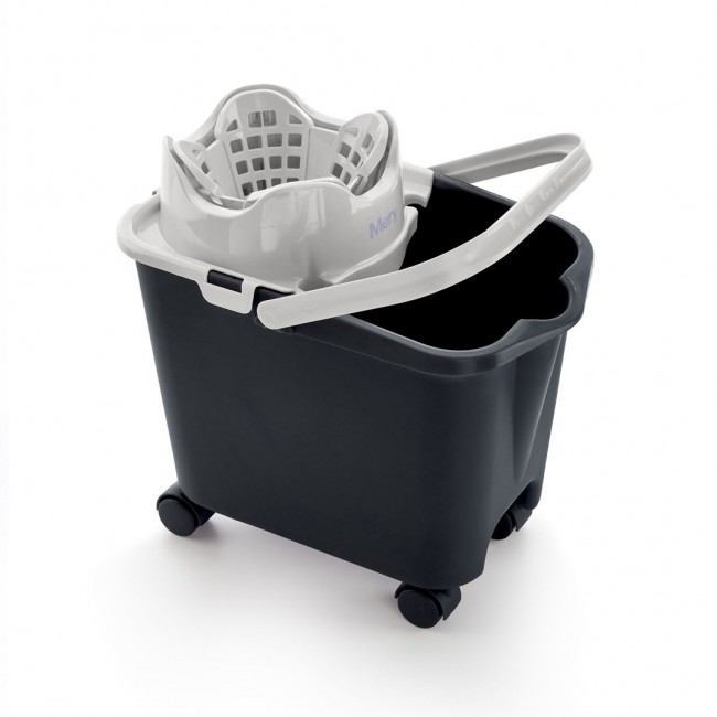 MERY Rectangular bucket on wheels 14 ltr with squeezer MERY Rectangular bucket on wheels 14 ltr with squeezer