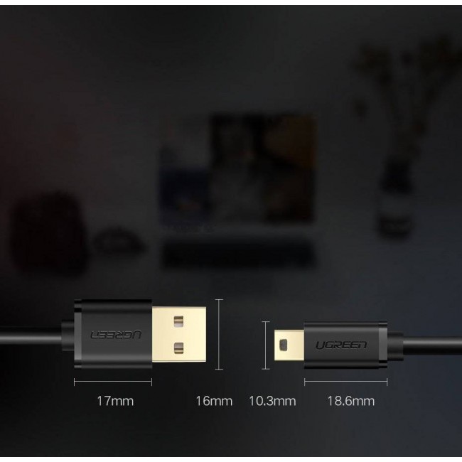 Ugreen USB cable - mini USB 480 Mbps 2m US132 (black)