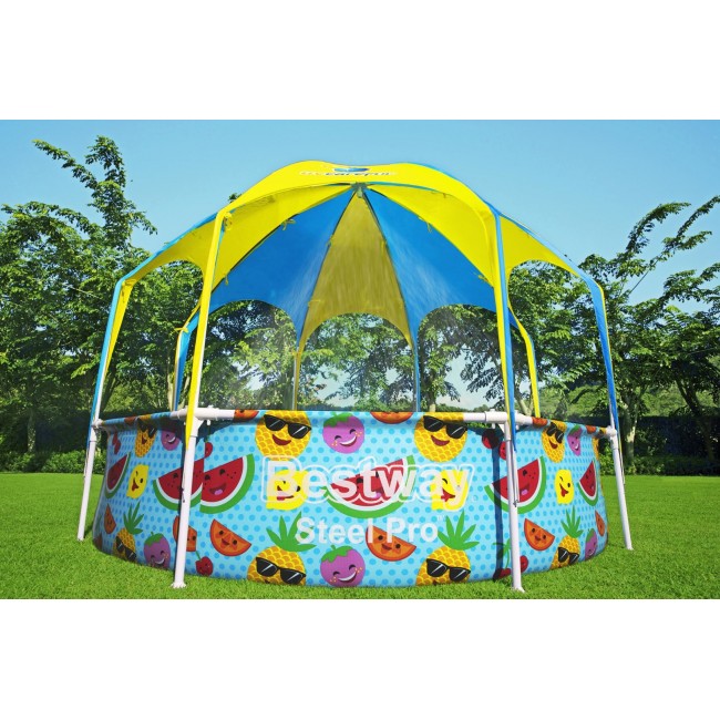 Bestway Steel Pro 2.44m x 51cm Splash-in-shade Play Pool, Orange/Yellow