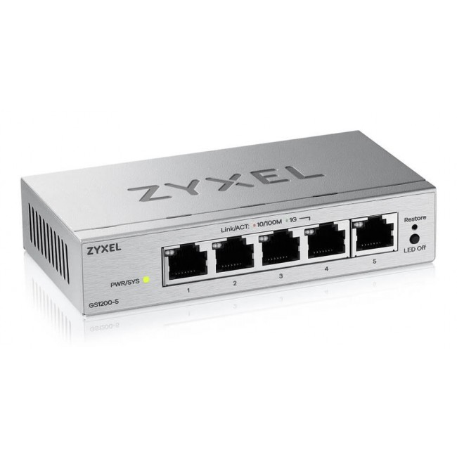 Zyxel GS1200-5V3 Managed L2 Gigabit Ethernet (10/100/1000) Desktop Grey Zyxel GS1200-5V3 Managed L2 Gigabit Ethernet (10/100/1000) Desktop Grey