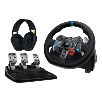 Logitech G 991-000539 Gaming Controller Aluminium, Black USB Steering wheel + pedals + headset PC, PlayStation 4, PlayStation 5, Playstation 3