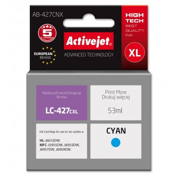 Activejet AB-427CNX Brother printer ink cartridge, replacement for Brother LC-427CXL Supreme 53 ml light blue
