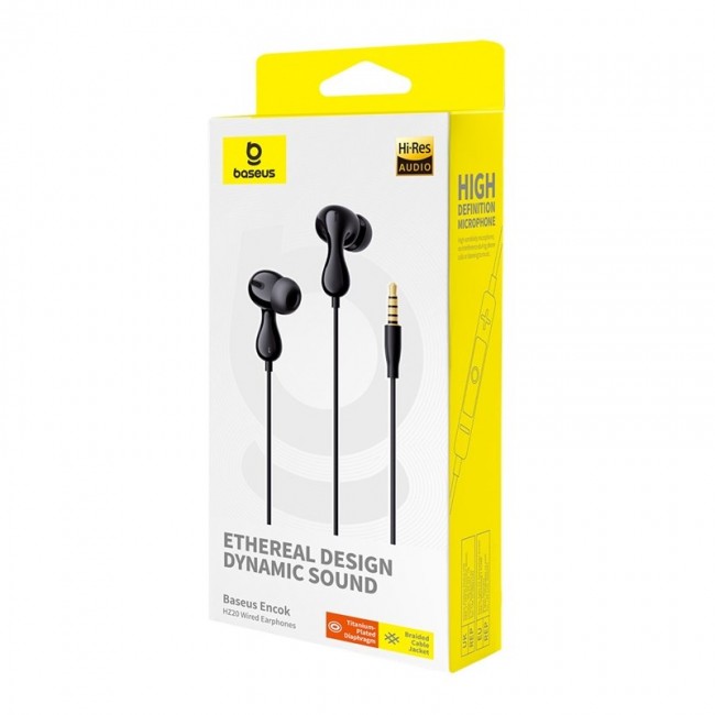 Baseus Encok HZ20 Headset Wired In-ear Calls/Music Black Baseus Encok HZ20 Headset Wired In-ear Calls/Music Black