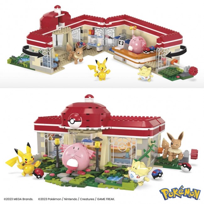 MEGA Pok mon Building Toy Kit, Forest Center (648 Pieces) with 4 Action Figures