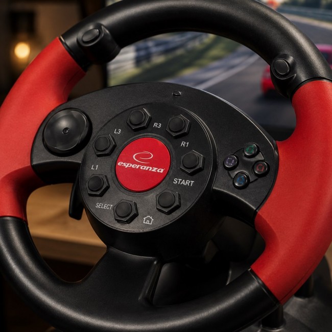 ESPERANZA EG103 Gaming Controller Steering wheel PC,Playstation 2,Playstation 3 Digital Black,Red