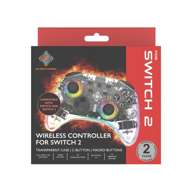 Deltaco Gaming GAM-198-T Gaming Controller Transparent Bluetooth/USB Gamepad Nintendo Switch, Nintendo Switch 2, Nintendo Switch OLED, Android, PC Deltaco Gaming GAM-198-T Gaming Controller Transparent Bluetooth/USB Gamepad Nintendo Switch, Nintendo Switch 2, Nintendo Switch OLED, Android, PC