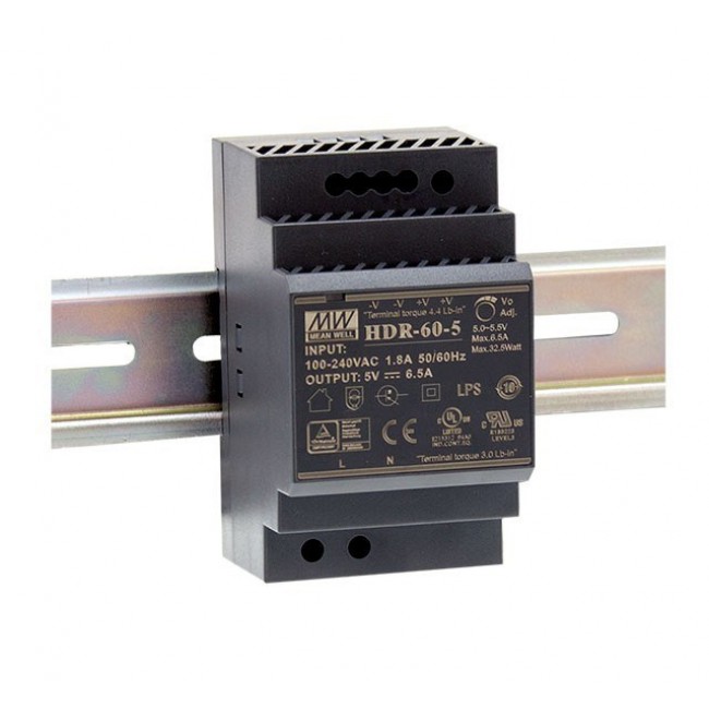 MEAN WELL HDR-60-24 power supply unit 60 W Stainless steel