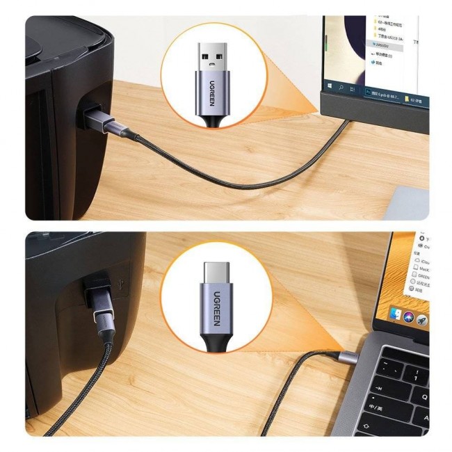 Ugreen USB Type-C to USB Type-B adapter (grey) Ugreen USB Type-C to USB Type-B adapter (grey)
