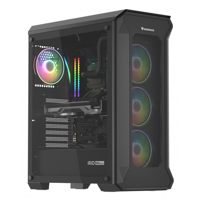GENESIS Irid 505 ARGB Midi Tower Black, Transparent GENESIS Irid 505 ARGB Midi Tower Black, Transparent