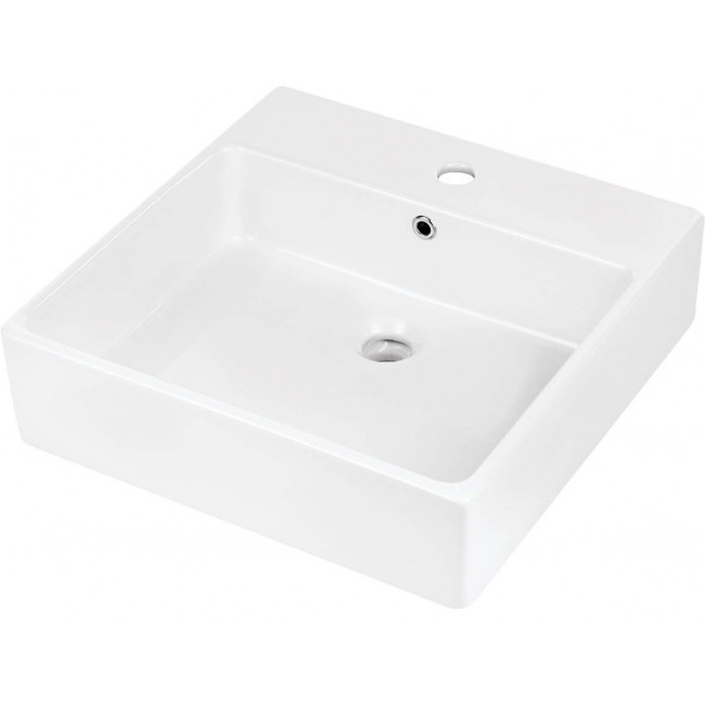 Ceramic countertop/wall washbasin with space for a tap - 50x50 cm
