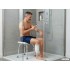 Rectangular shower stool with height adjustment