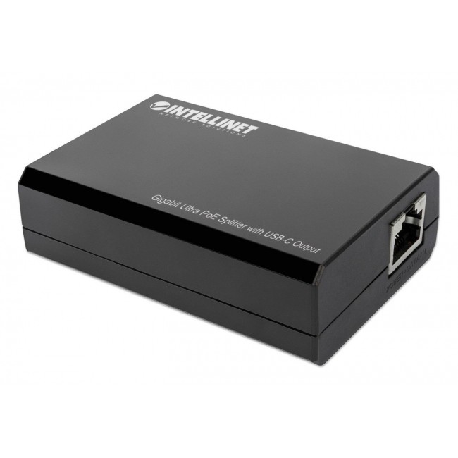 Intellinet PoE Splitter with USB-C Output, PoE++ / 4PPoE, Gigabit Ultra, IEEE 802.3bt, RJ45 In and Out Ports, Up to 45 W USB-C Output Port