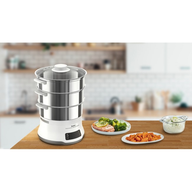 Tefal Convenient Series Deluxe VC502D steam cooker 3 basket(s) Countertop 900 W Stainless steel, White