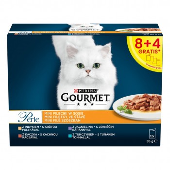 PURINA Gourmet Perle Duck, turkey, lamb, tuna - wet cat food - 12x85 g