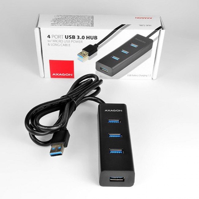 Axagon HUE-S2BL interface hub USB 3.2 Gen 1 (3.1 Gen 1) Type-A 5000 Mbit/s Black Axagon HUE-S2BL interface hub USB 3.2 Gen 1 (3.1 Gen 1) Type-A 5000 Mbit/s Black