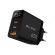 LCD wall charger USB socket + USB-Cx2 PD 65W GAN black wattmeter