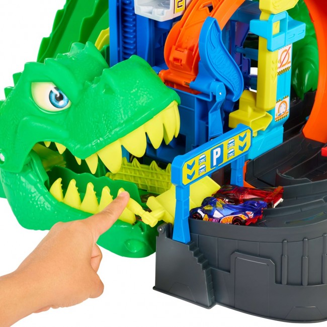 Hot Wheels City Ultimate T-Rex Garage with 2 Toy Cars & Storage for 50+, Race & Stunt, Dino Nemesis Hot Wheels City Ultimate T-Rex Garage with 2 Toy Cars & Storage for 50+, Race & Stunt, Dino Nemesis