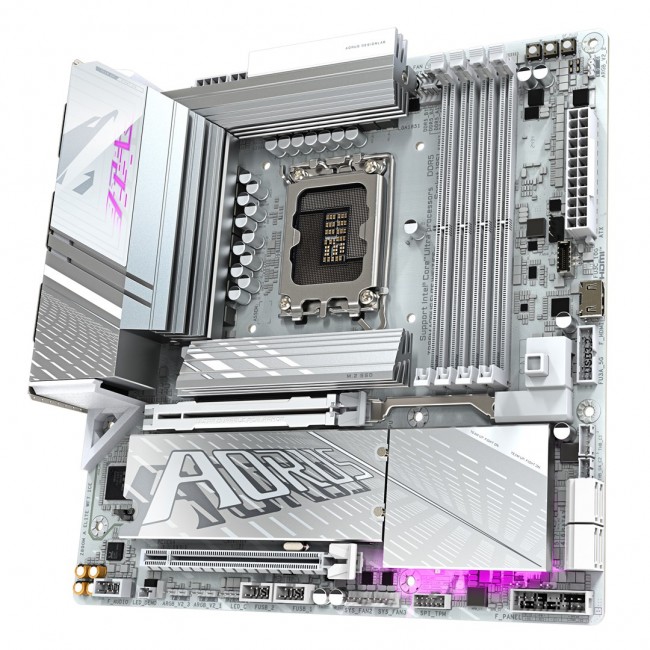 GIGABYTE Z890M AORUS ELITE WIFI7 ICE Motherboard - Supports Intel Core Ultra (Series 2) CPUs, 12+1+2 phases VRM, up to 8800MHz DDR5 (OC), 1xPCIe 5.0 + 2xPCIe 4.0, Wi-Fi 7, 2.5GbE LAN, USB 4 GIGABYTE Z890M AORUS ELITE WIFI7 ICE Motherboard - Supports Intel Core Ultra (Series 2) CPUs, 12+1+2 phases VRM, up to 8800MHz DDR5 (OC), 1xPCIe 5.0 + 2xPCIe 4.0, Wi-Fi 7, 2.5GbE LAN, USB 4