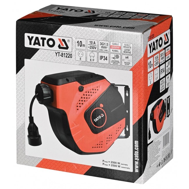 YATO ELECTRIC EXTENSION CORD ON REEL AUTOMATIC 10m
