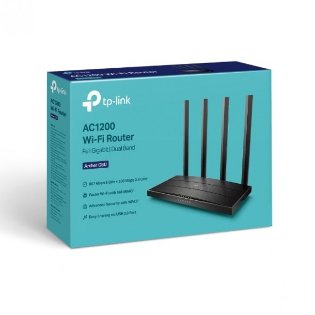 TP-Link Archer C6U wireless router Gigabit Ethernet Dual-band (2.4 GHz / 5 GHz) Black TP-Link Archer C6U wireless router Gigabit Ethernet Dual-band (2.4 GHz / 5 GHz) Black