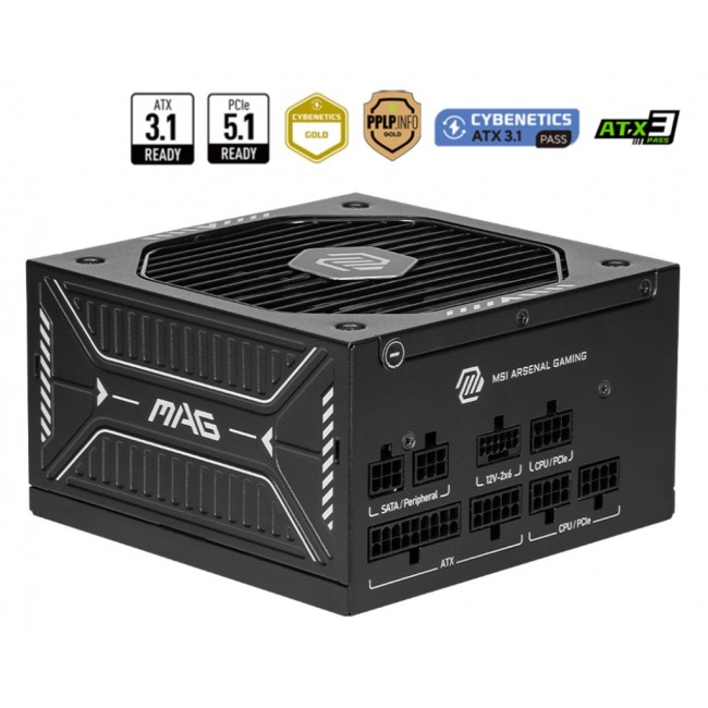 MSI MAG A750GLS PCIE5 power supply unit 750 W 24-pin ATX ATX Black MSI MAG A750GLS PCIE5 power supply unit 750 W 24-pin ATX ATX Black