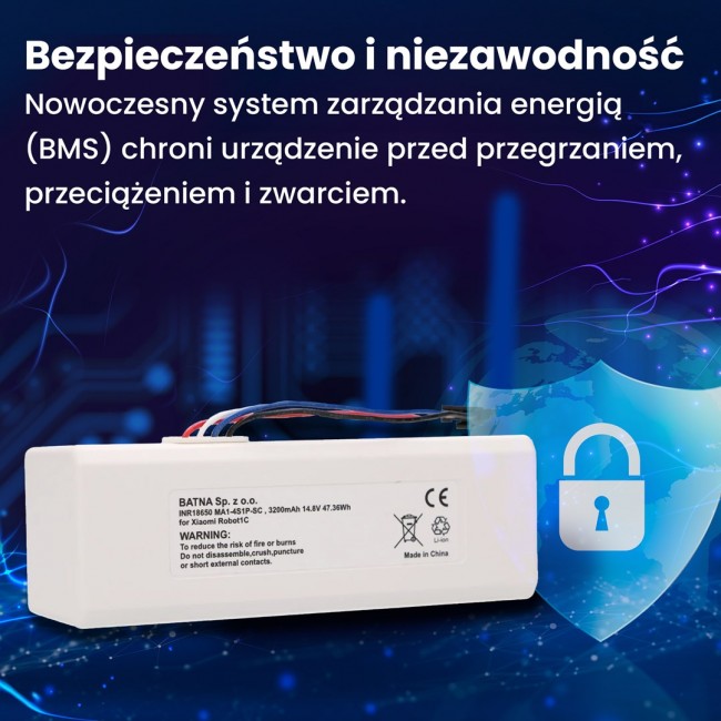 Battery for Xiaomi Robot 1C P1904-4S1P-MM, 3200mAh, 47.36Wh, STYTJ01ZHM Mijia 1C P1904-4S1P-MM (Dreame MC1808)