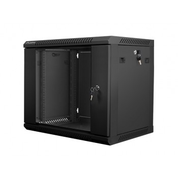 Lanberg 19'' wall-mounted installation cabinet 9U 600x450mm black (glass door)