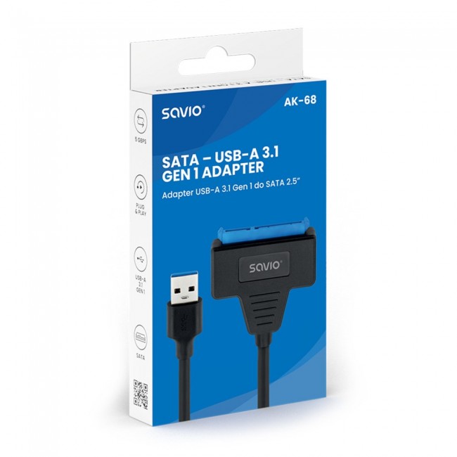 SAVIO AK-68 Adapter USB-A 3.1 Gen 1 (M) - SATA (F) for 2.5
