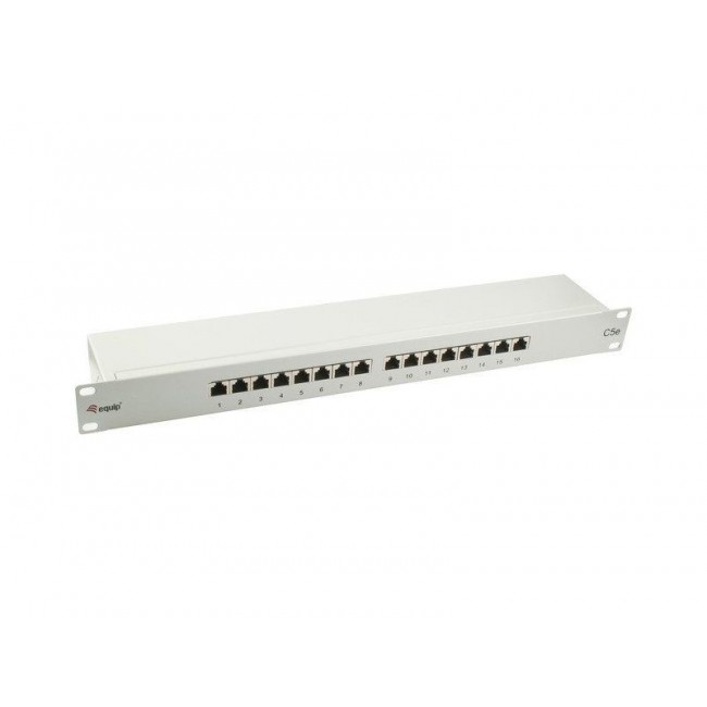 Equip 327316 Premium 16-Port Cat.5e Shielded Patch Panel, Light Grey Equip 327316 Premium 16-Port Cat.5e Shielded Patch Panel, Light Grey