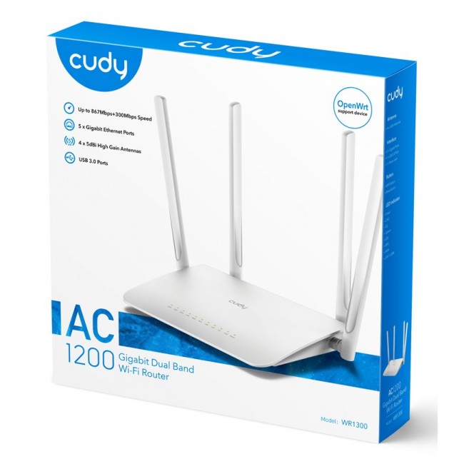 Cudy WR1300 wireless router Gigabit Ethernet Dual-band (2.4 GHz / 5 GHz) White