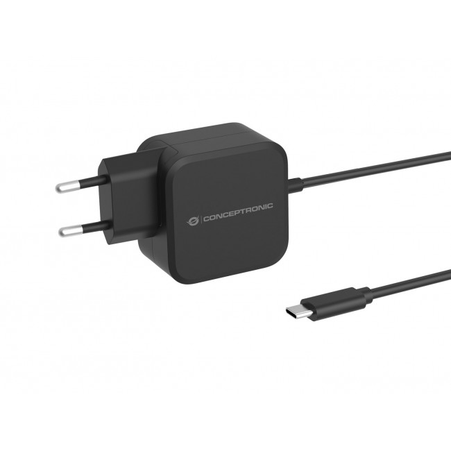 Conceptronic OZUL04BE 67W GaN USB PD Charger, Built-in USB-C Cable
