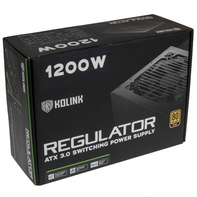 Kolink Regulator 80 PLUS Gold PSU, ATX 3.0, PCIe 5.0, modular - 1200 Watts Kolink Regulator 80 PLUS Gold PSU, ATX 3.0, PCIe 5.0, modular - 1200 Watts