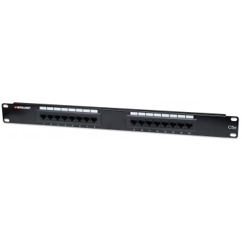 Intellinet Patch Panel, Cat5e, UTP, 16-Port, 1U, Black