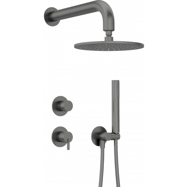 Concealed shower set with overhead shower