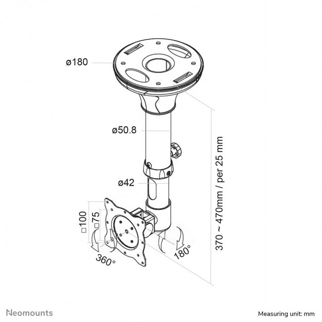 Neomounts FPMA-C025BLACK Monitor/TV mount ceiling 10-30 Neomounts FPMA-C025BLACK Monitor/TV mount ceiling 10-30