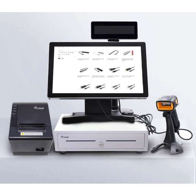 Equip Cash Register Drawer for Point of Sale (POS) System, 4 Bill/8 Coin Compartments, Removable Coin Slots, RJ11 connector