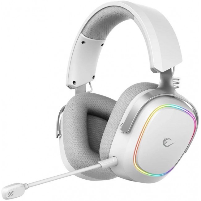 S uchawki Rampage RETSU S uchawki bezprzewodowe nauszne BT 2.4G RGB bia e