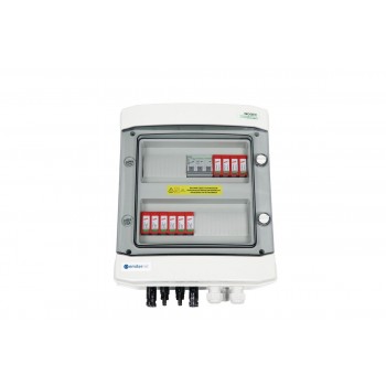Switchgear attached DCAC hermetic IP65 EMITTER with DC surge arrester Dehn 1000V type 2, 2 x PV string, 2 x MPPT // og. AC Dehn type 2, 20A 3-F