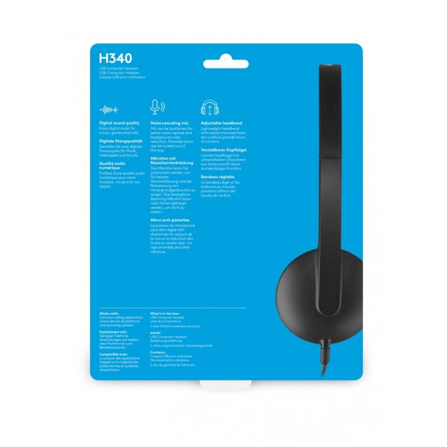 Logitech H340 USB Computer Headset Wired Head-band Office/Call center USB Type-A Black Logitech H340 USB Computer Headset Wired Head-band Office/Call center USB Type-A Black